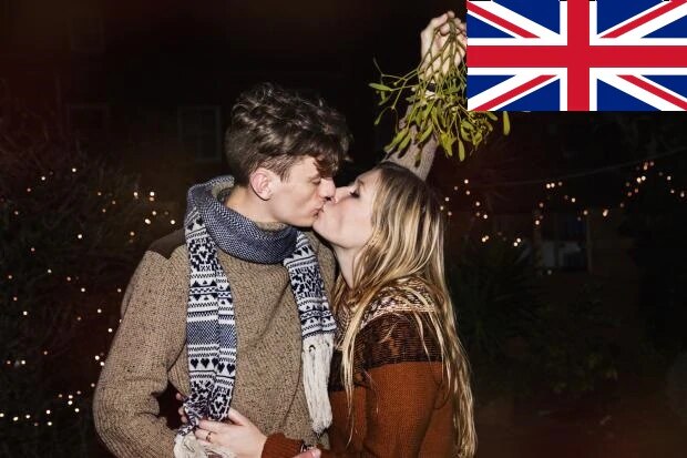 British couple kissing